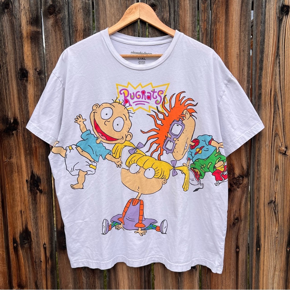 Nickelodeon White Unisex Rugrats Graphic Print Short Sleeve T Shirt, Men’s L/XL
